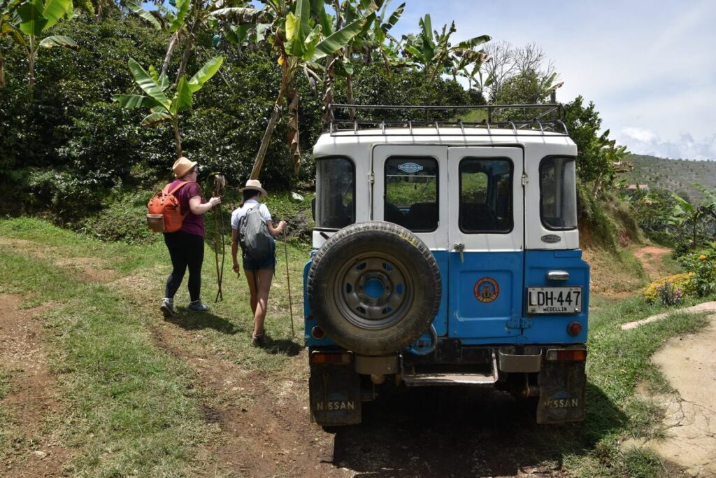 Jeep Jericó, visite du café, transport jerico